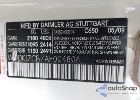 2010 Mercedes-Benz E 550 from USA, damaged, VIN WDDKJ7CB7AF004806